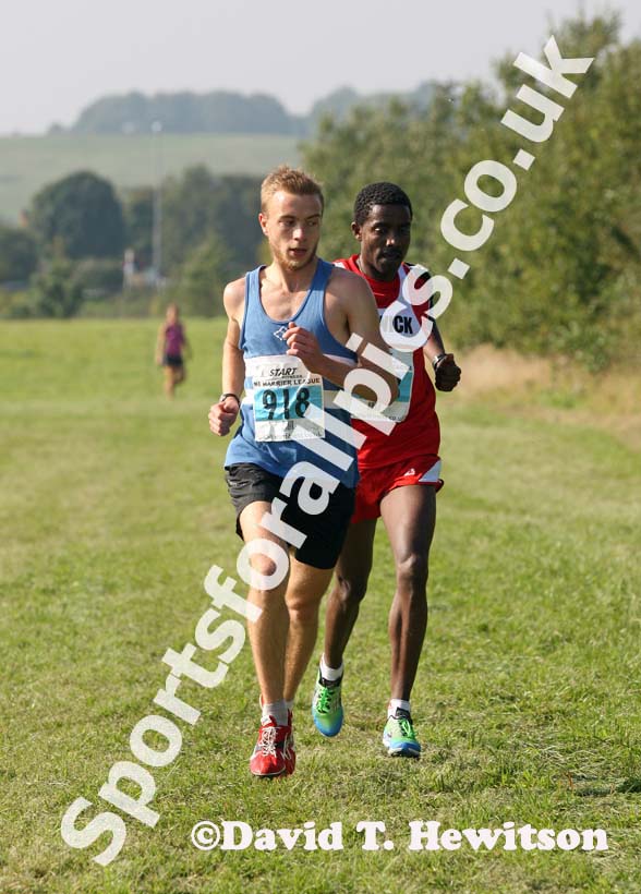 Nick Swinburn (Morpeth) leads Tadele Geremew (Elswick) during the Sherman Cup, Hedley Farm, Tanfield,  County Durham.
